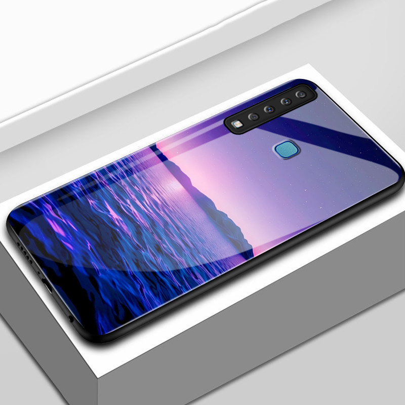 เคสสำหรับ Samsung A9 2018 A8+ 2018 เคสโทรศัพท์ทิวทัศน์ที่สวยงามเปลือกแก้วกันกระแทก