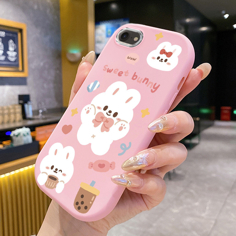 เคสสำหรับ iPhone 6 Plus 6s Plus 7 Plus 8 Plus X Xs Max Xr 11 Pro Max เคสโทรศัพท์กระต่ายหมีกันกระแทกกลมและอ้วน