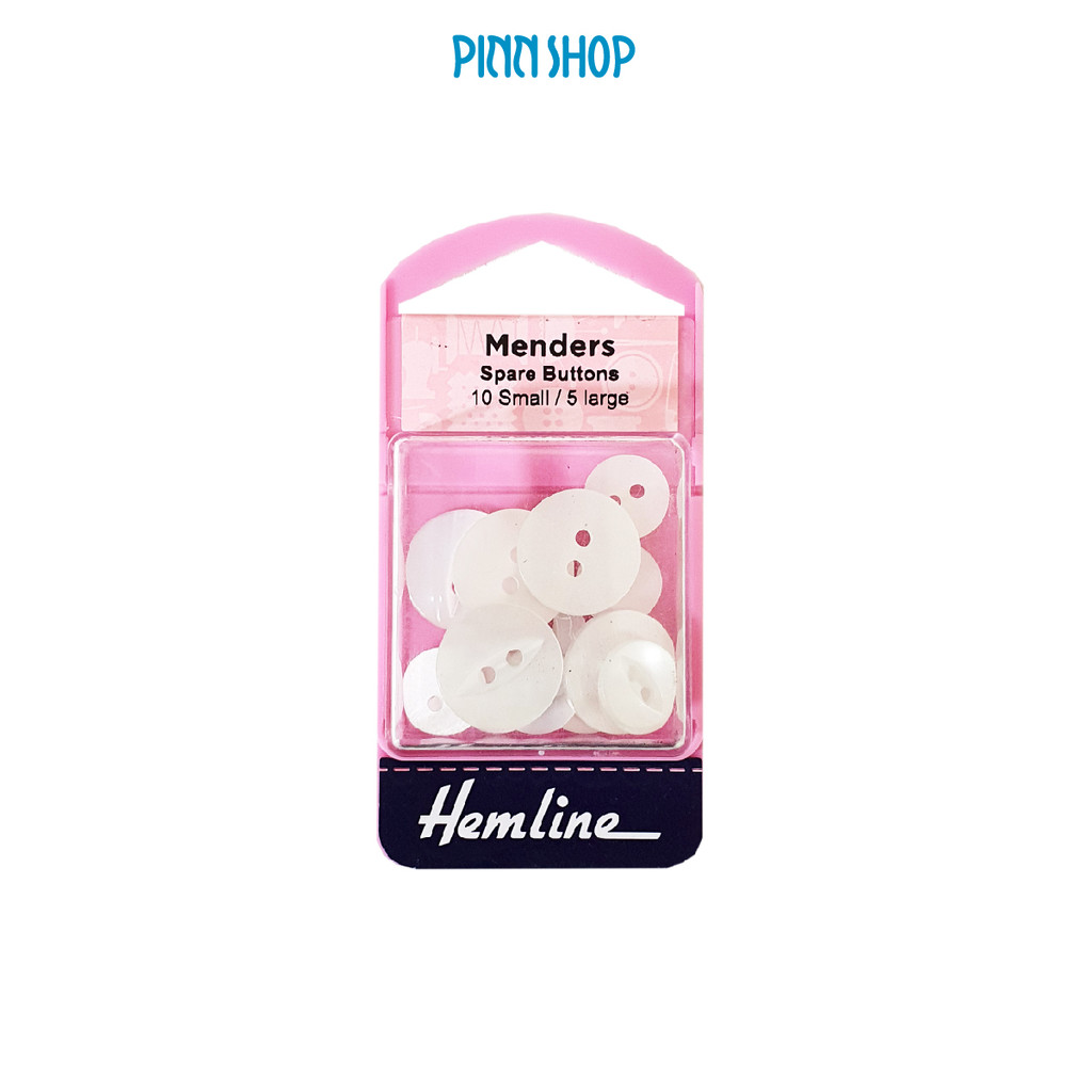 กระดุมสำหรับติดเสื้อผ้า ยี่ห้อ Hemline จำนวน 10 เม็ด และขนาด 17 มม. จำนวน 5 เม็ด