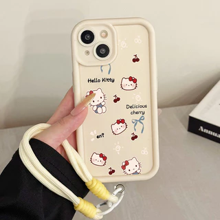 เคสสำหรับ VIVO Y03 Y03T Y18 Y18i Y18e Y18t Y18s Y28e 5G เคสโทรศัพท์แมวกุทัณฑ์เชอร์รี่ซิลิโคนสายคล้องกันกระแทก