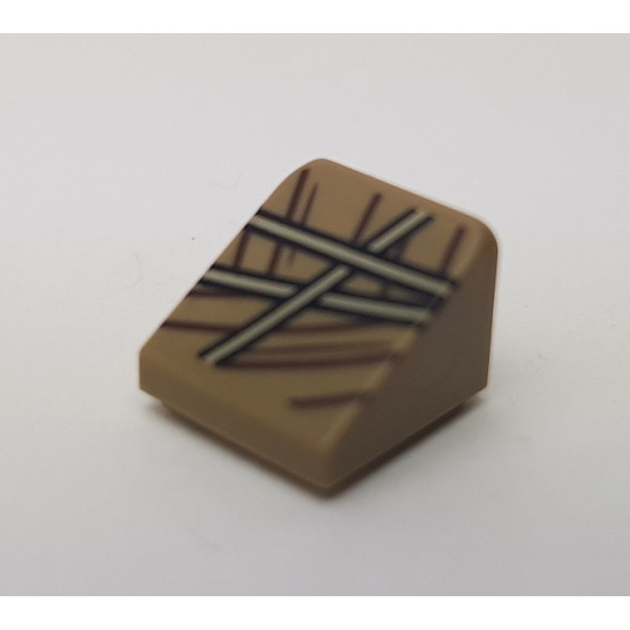 Brick2cube Part - Slope 30 1 x 1 x 2/3 with Cloth, Tan Rope and Straps Pattern 1 (Zongzi in Bamboo) 