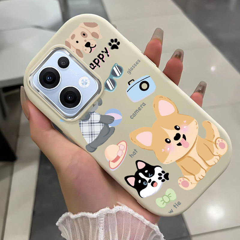 เคสสำหรับ OPPO Reno 13 5G Reno 13F 4G Reno 13F 5G เคสโทรศัพท์หมาโชคดีกันกระแทกกลมและอ้วน