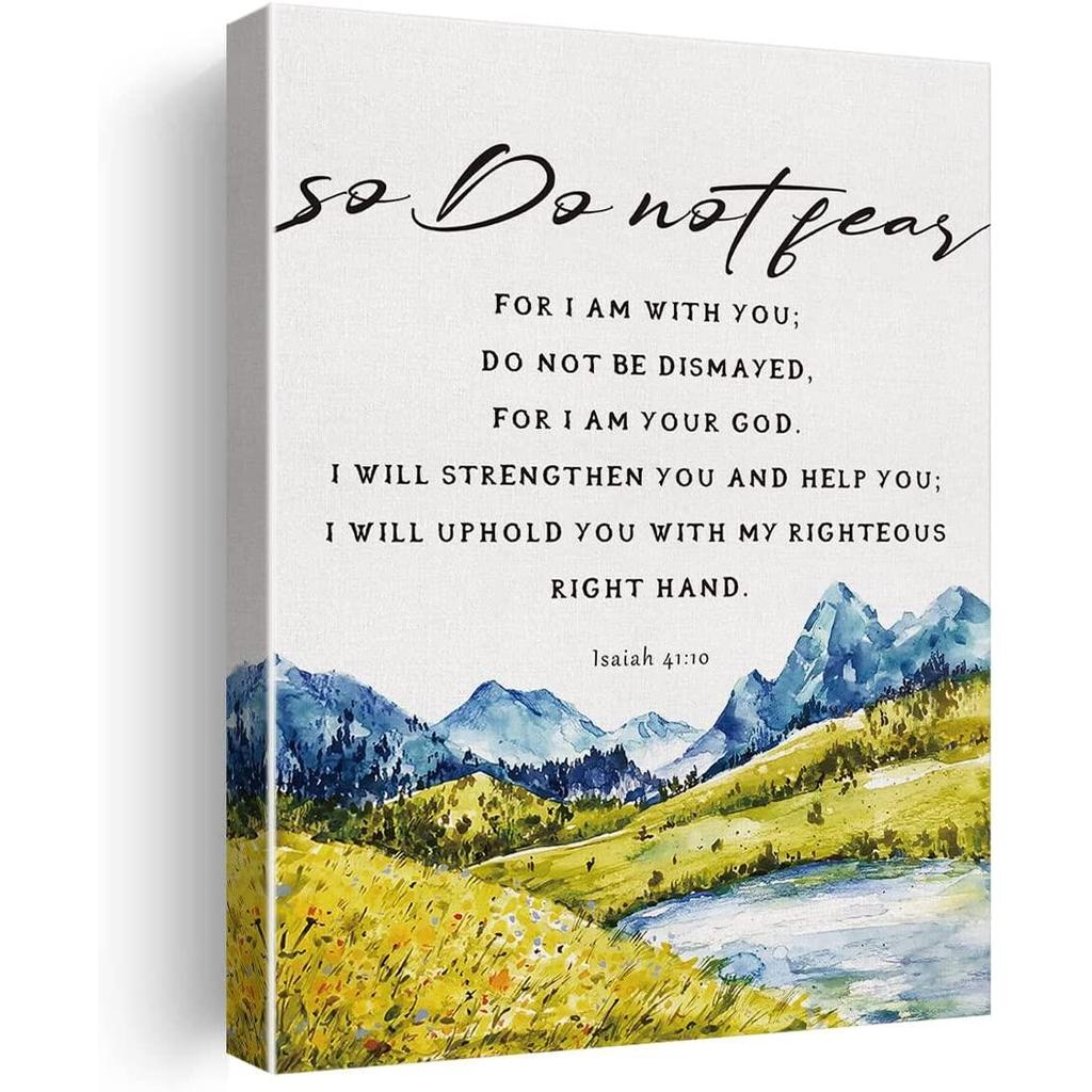Bible Verse Isaiah 41:10 อย่ากลัวความละเอียดสูงกันน้ําในร่มผ้าใบ Wall Art Decor โปสเตอร์ภาพวาดกรอบ S