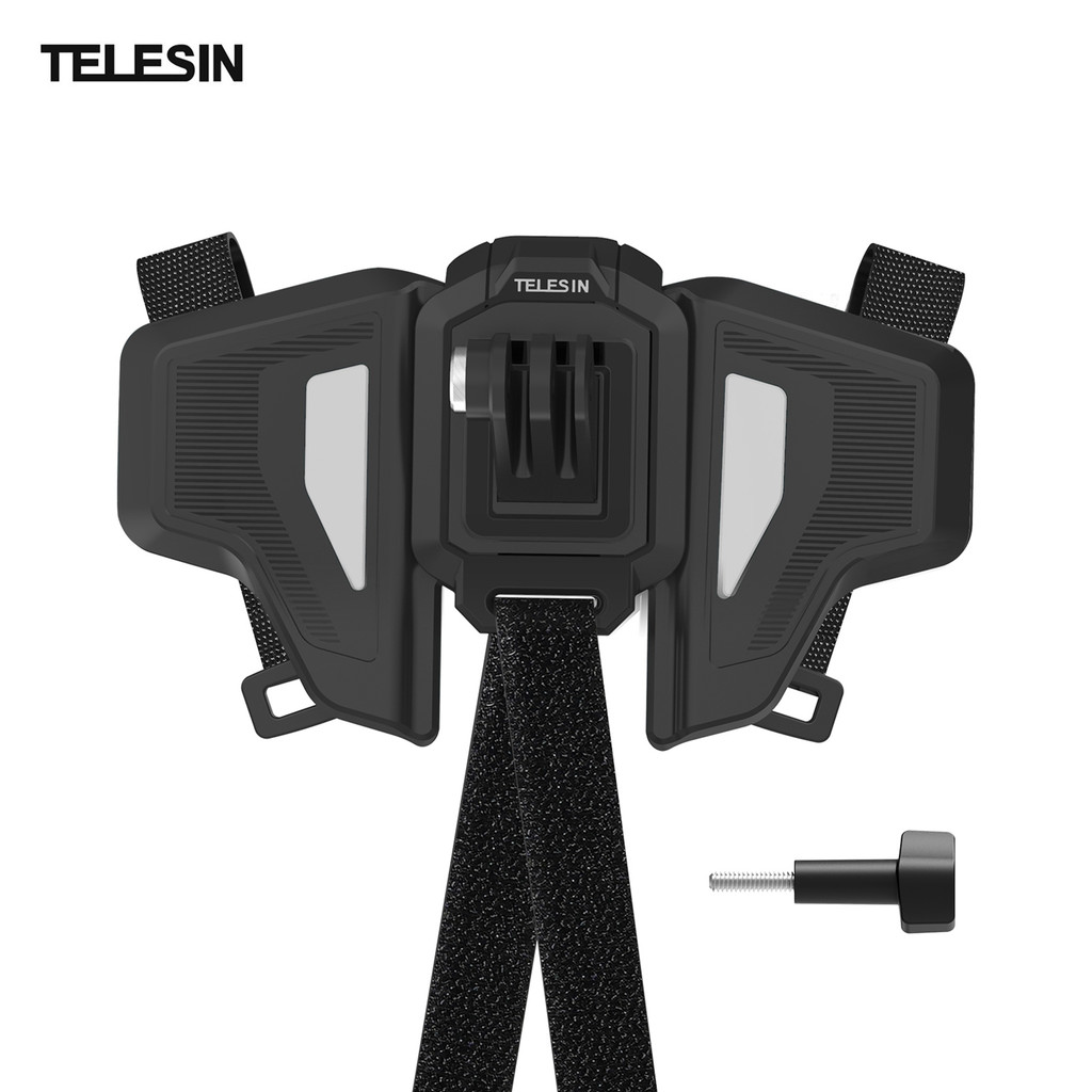 TELESIN GP-HBM-MT2-YH อัพเกรดหมวกกันน็อครถจักรยานยนต์ Mount พับมุมปรับ Chin Bracket สําหรับ GoPro He