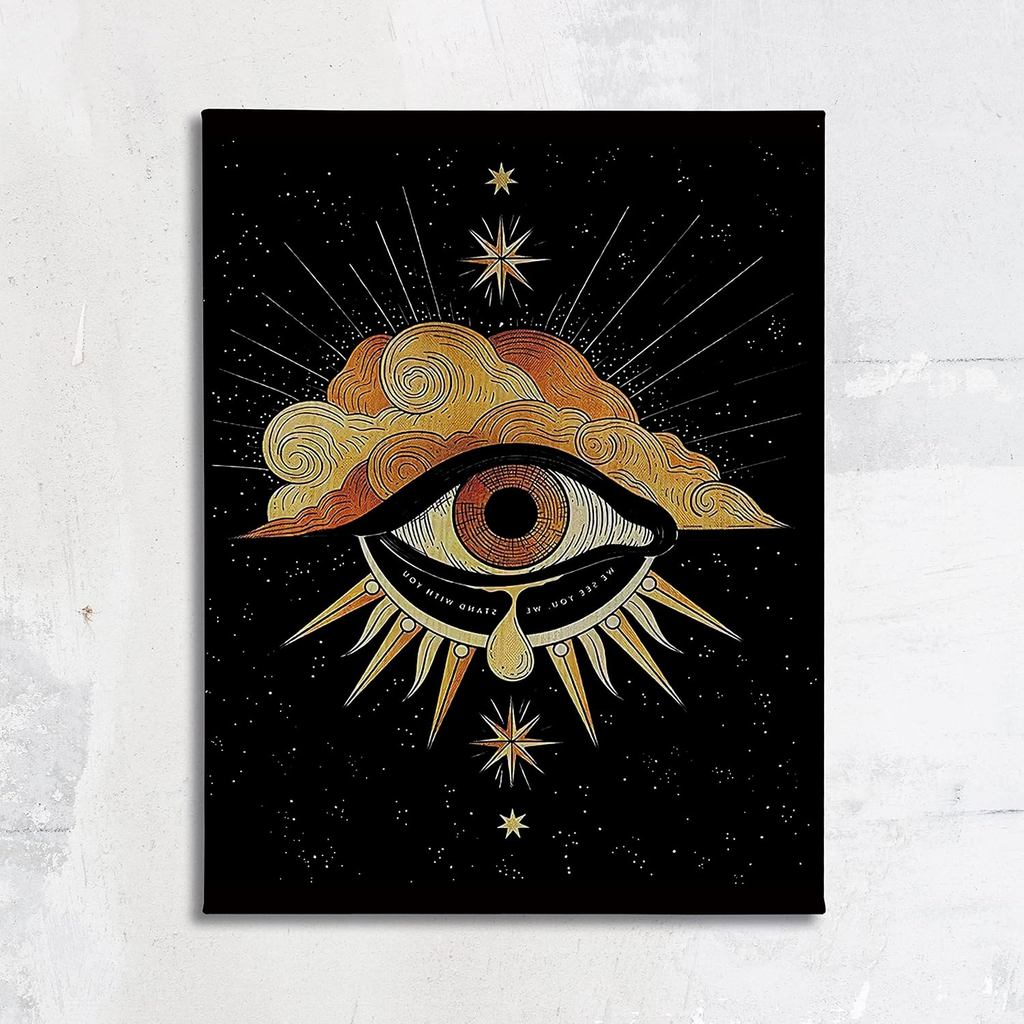 Tarot Star Eye Art Astrology ผ้าใบ Wall Art พิมพ์งานศิลปะป้ายกรอบสําหรับ Tarot คนรักตกแต่งบ้านห้องน้