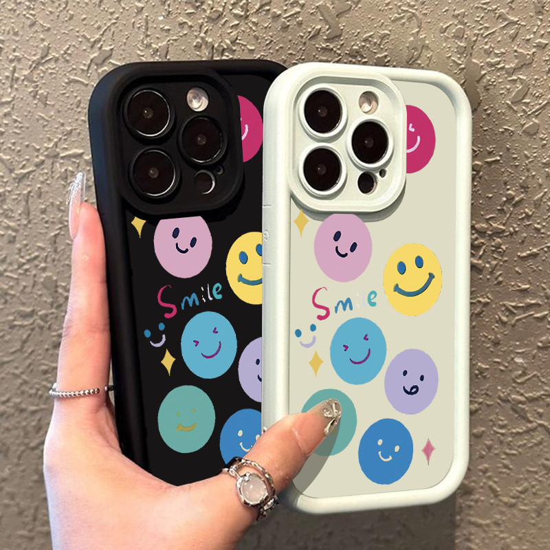 OPPO A17/A17K กันกระแทกการ์ตูนหน้ายิ้มกรณี A36 A38/A18 A3S/A12E A5 A3X/A3 A53/A32 A54 4G A57 A58 4G 