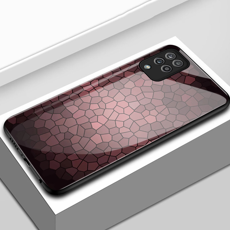เคสสำหรับ Samsung A12 4G A12 5G M12 F12 เคสโทรศัพท์รูปรังผึ้งเปลือกแก้วกันกระแทก