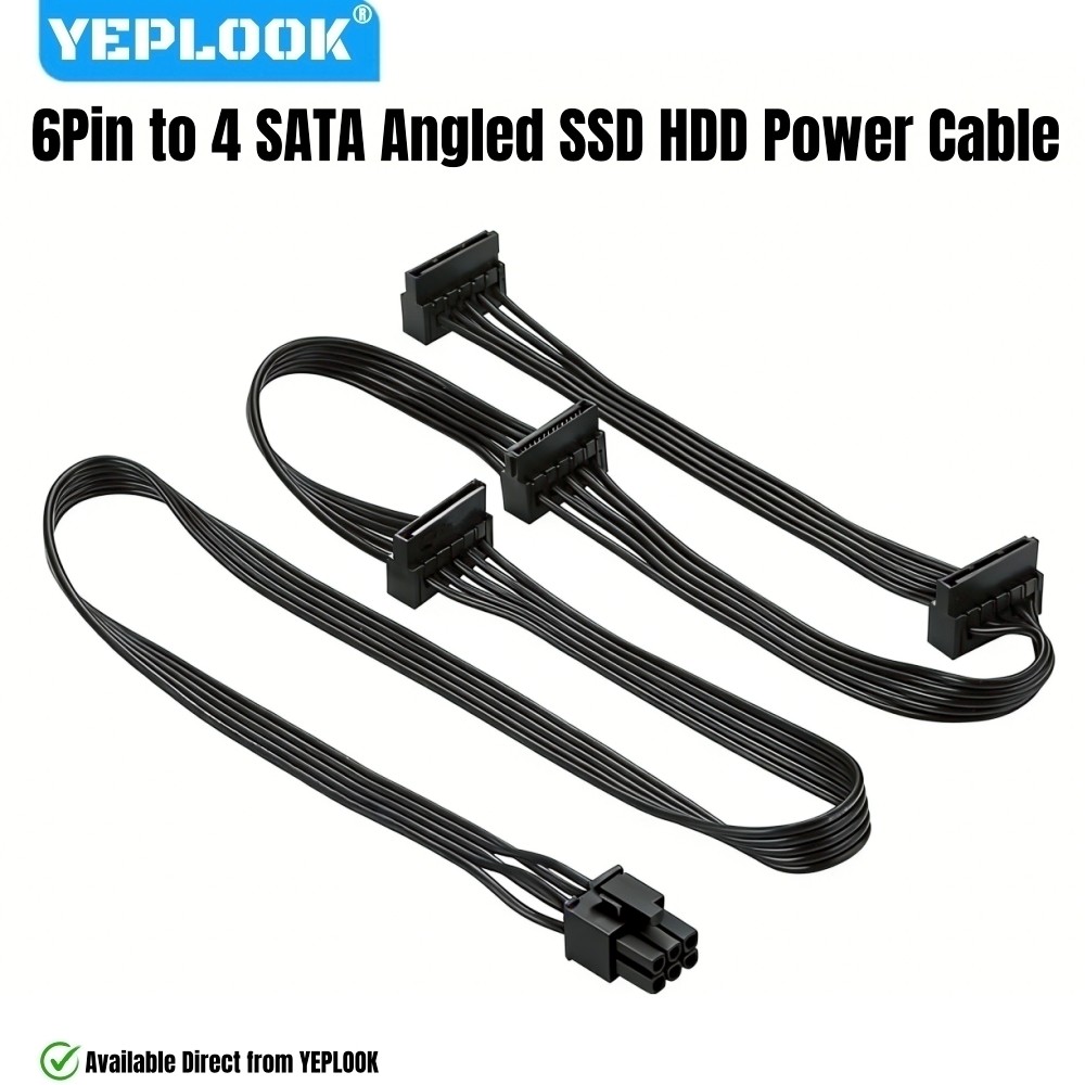 YEPLOOK 6Pin ถึง 4x SATA มุมขวา, SSD HDD 4 SATA สายไฟสําหรับ Corsair CS850M, CS750M, CS650M, CS550M,