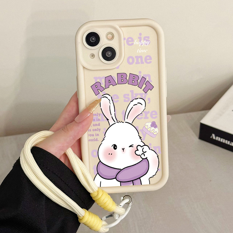 เคสสำหรับ iPhone 6 Plus 6s Plus 7 Plus 8 Plus SE 2020 X Xr Xs Max เคสโทรศัพท์กระต่ายสามสีซิลิโคนสายคล้องกันกระแทก - รูปที่ 6
