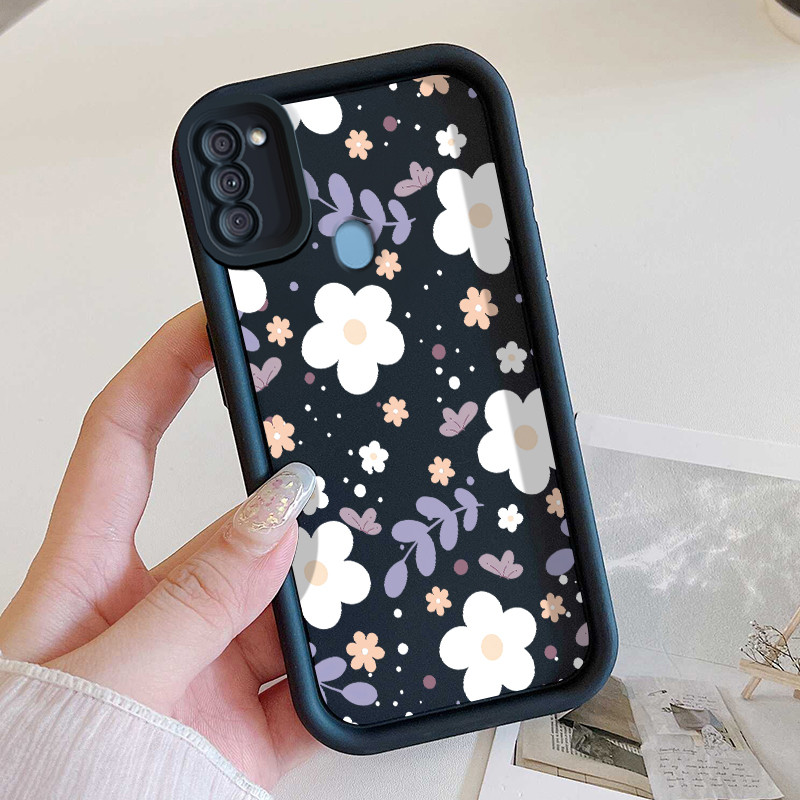 เคสสำหรับ Samsung A11 M11 เคสโทรศัพท์เรียบง่ายดอกไม้สามสีซิลิโคนซอฟต์เชลล์กันกระแทก