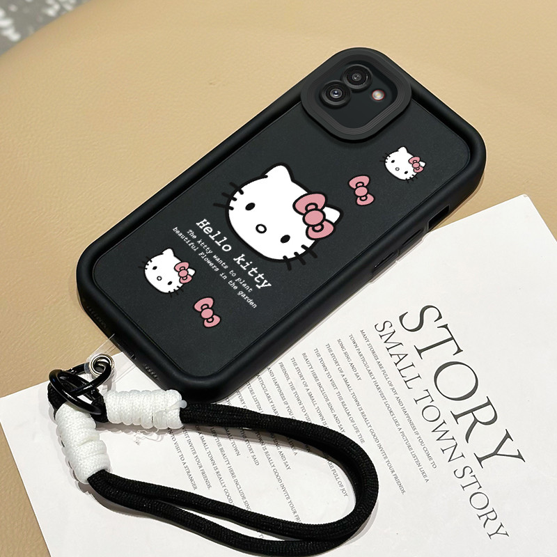 เคสสำหรับ Samsung Galaxy A03 เคสโทรศัพท์บุคลิกแมวน่ารักสามสีซิลิโคนสายคล้องครบวงจรกันกระแทก – โปรปัง