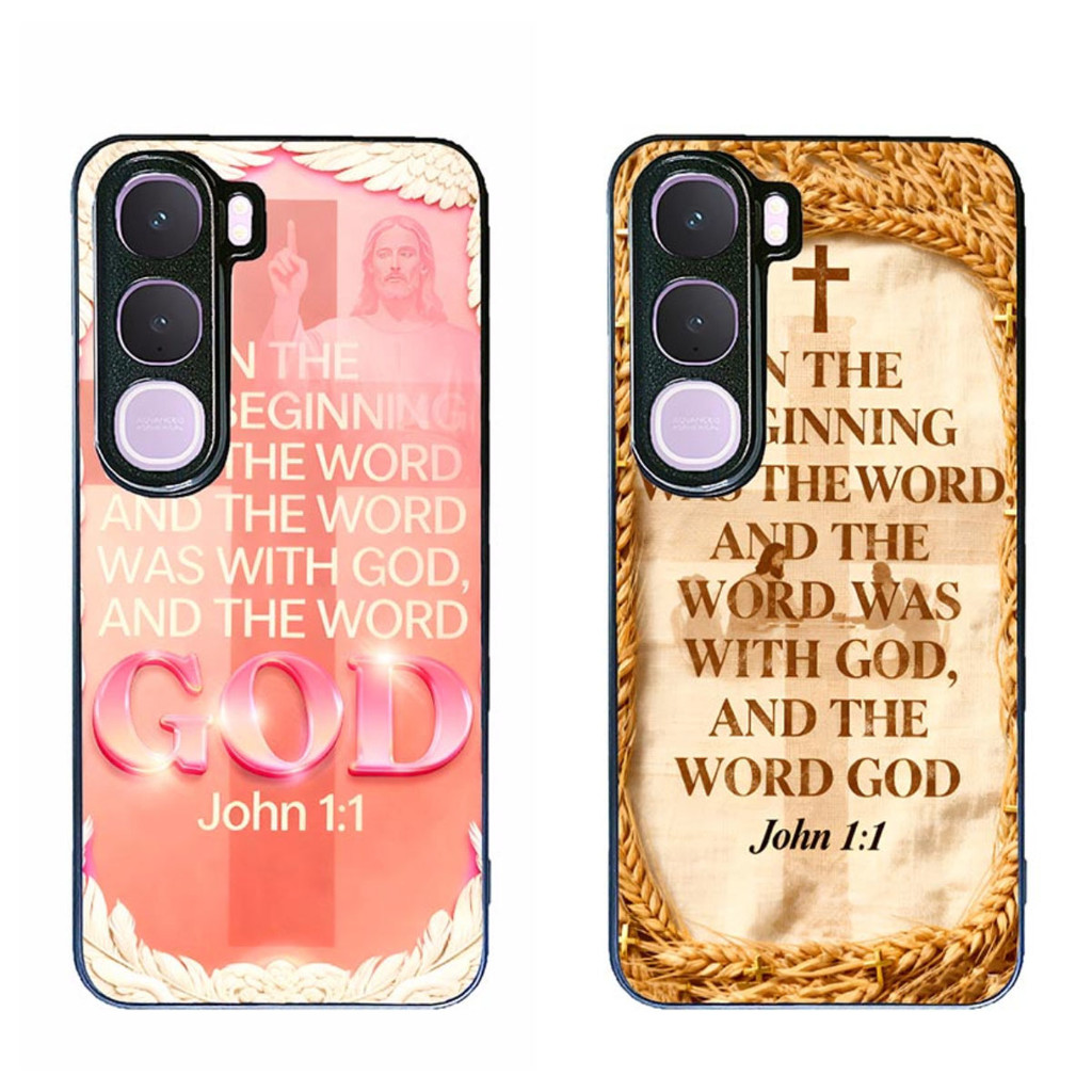 เคสโทรศัพท์สําหรับ Vivo Y21d Bible verse John 1 1 การป้องกันสีดําความงาม
