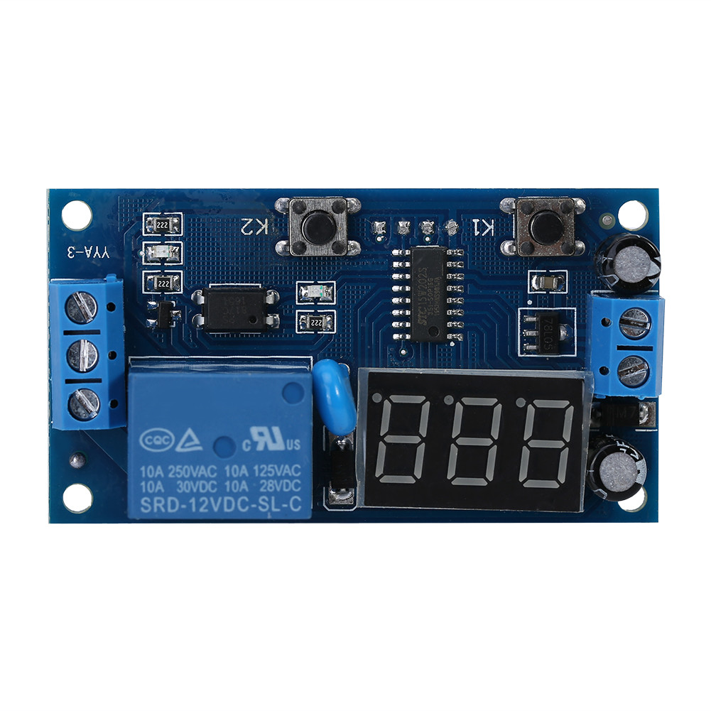 DC 12V Cycle Delay Timer สวิทช์ปรับรีเลย์โมดูลบอร์ด Infinite Loop พร้อมจอแสดงผล LED