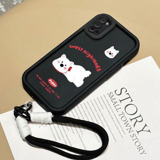เคสสำหรับ Samsung Galaxy A03s A02s M02s F02s เคสโทรศัพท์สุนัขแมวน่ารักสามสีซิลิโคนสายคล้องกันกระแทก