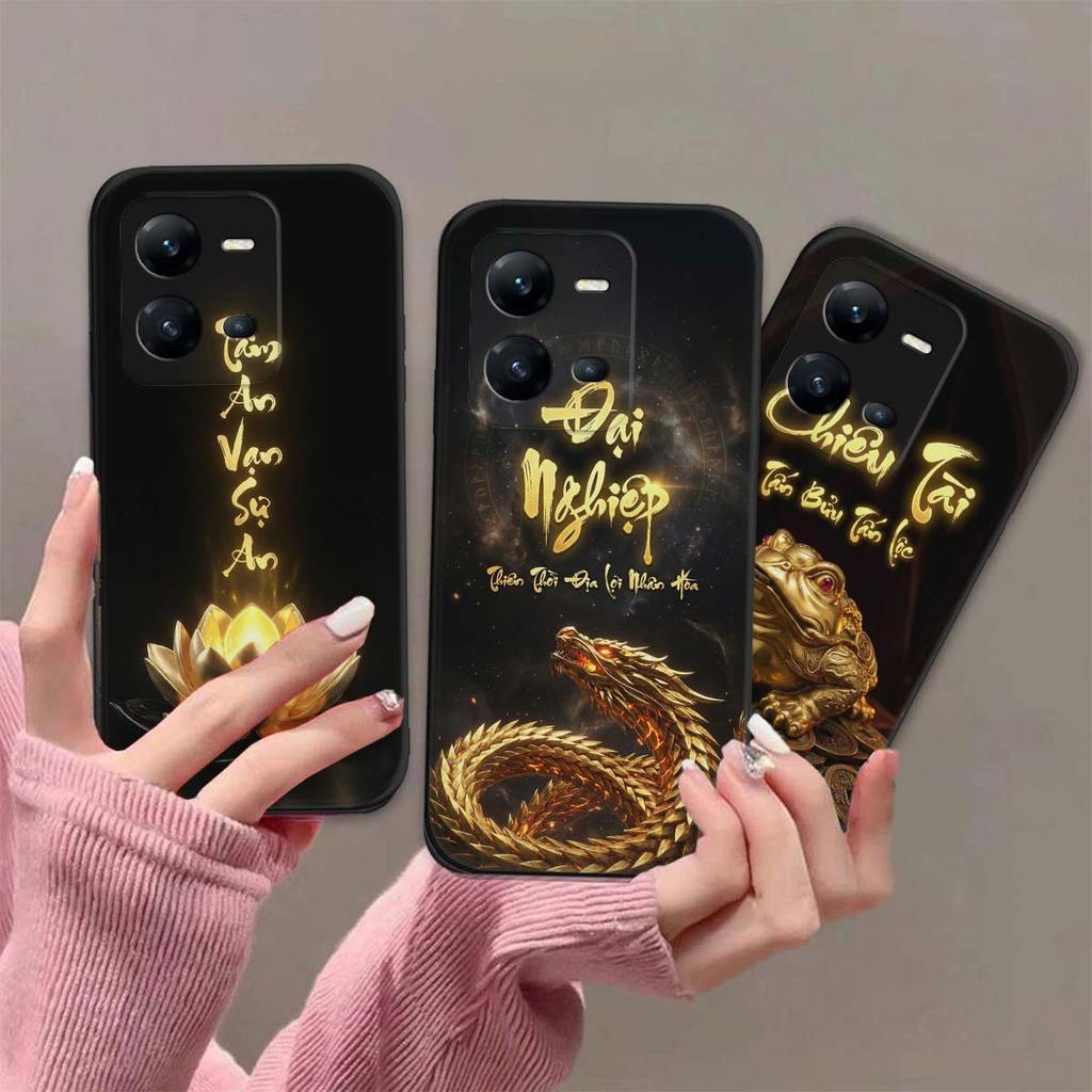 เคส Vivo V25 / V25E / V25 Pro พร้อมการประดิษฐ์ตัวอักษรของความสงบของจิตใจ โชคลาภ และความหมาย