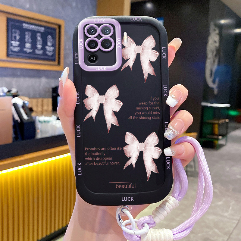 OPPO A94 Reno 5F Reno5 F Reno 5 Lite F19 Pro Case Bowknot Model พร้อมเชือกเส้นเล็ก