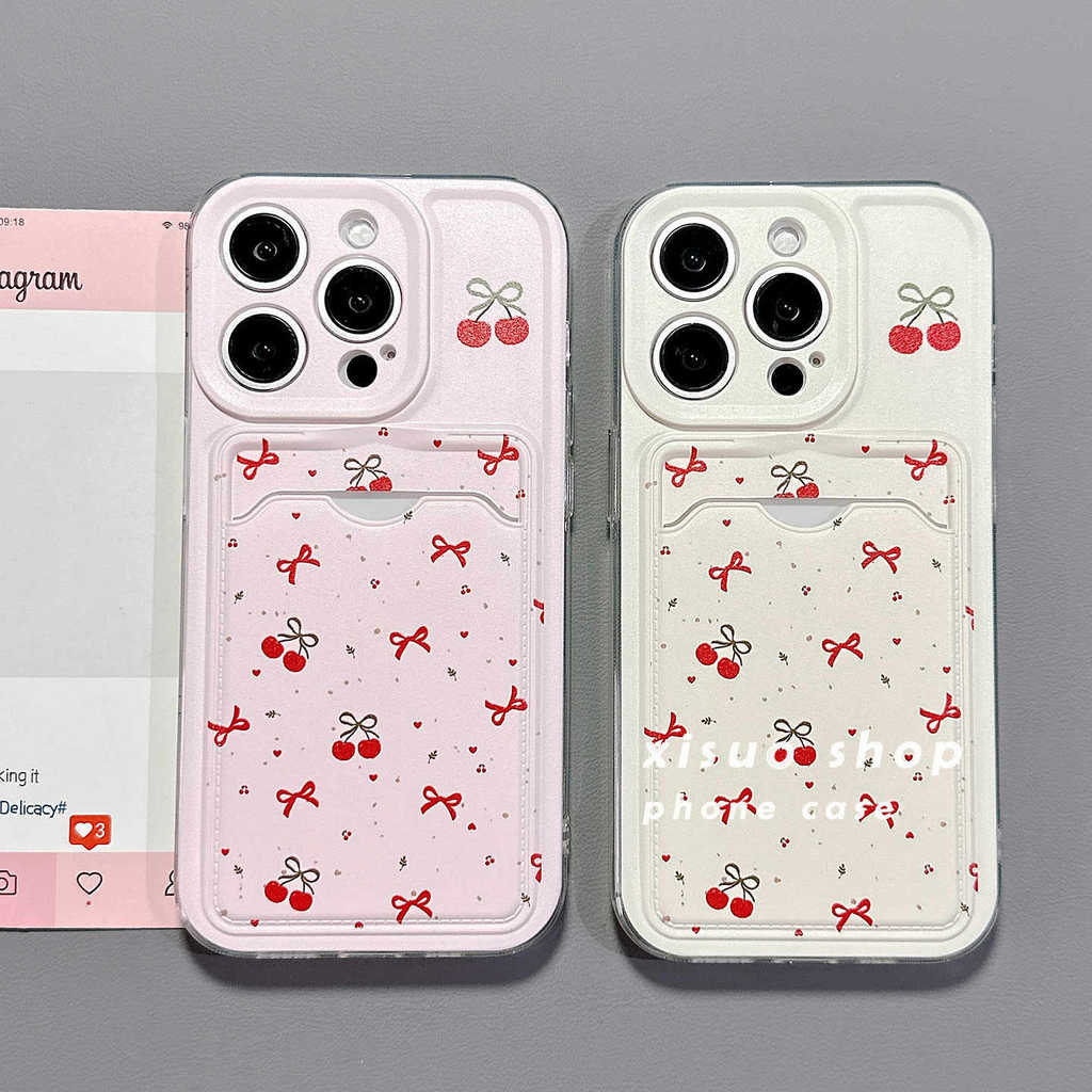 ขนาดเล็กสดเชอร์รี่ริบบิ้นการ์ด Holde กรณี Redmi หมายเหตุ 15 Pro 4G 5G 13C หมายเหตุ 14 4G 5G A5 15C 1