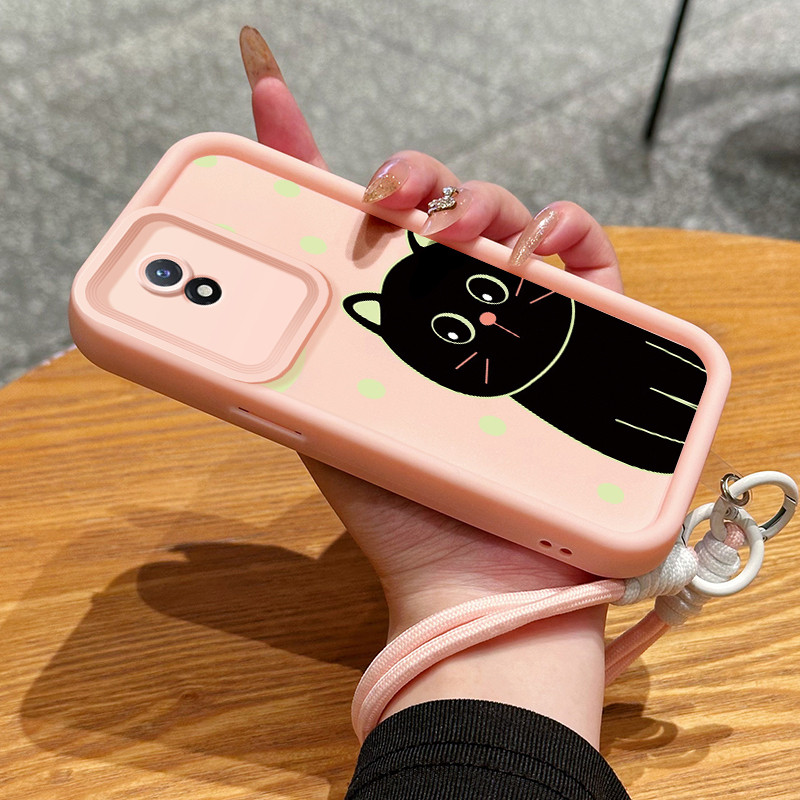 เคสสำหรับ VIVO Y02 Y02A Y02s Y02T เคสโทรศัพท์แมวสามสีซิลิโคนสายคล้องกันกระแทก - รูปที่ 2