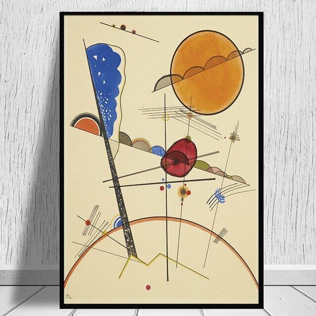 บทคัดย่อเรขาคณิตงานศิลปะโดย Wassily Kandinsky ผ้าใบศิลปะภาพวาดโปสเตอร์และพิมพ์ Reproductions ภาพผนัง