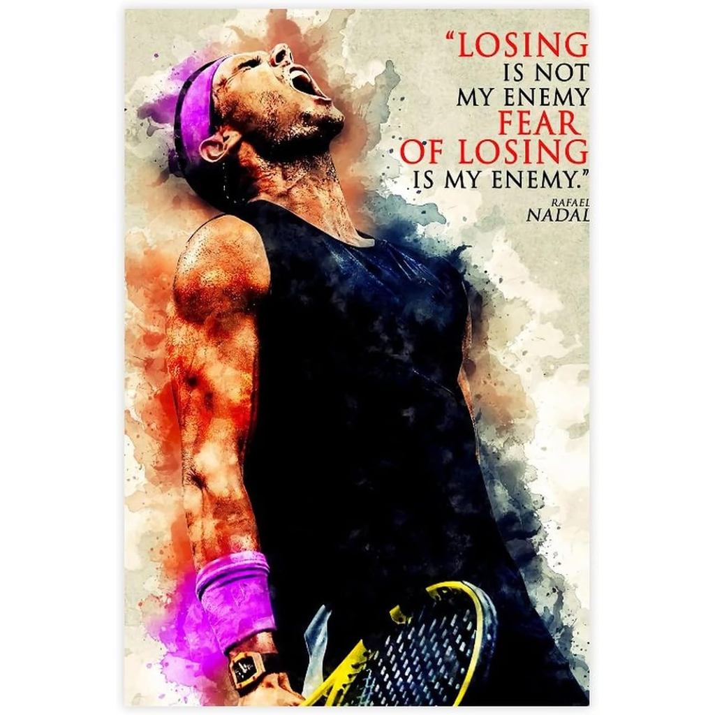 Rafael Nadal โปสเตอร์กีฬาผ้าใบโปสเตอร์ Wall Art Decor พิมพ์ภาพภาพวาดสําหรับห้องนั่งเล่นตกแต่งห้องนอน