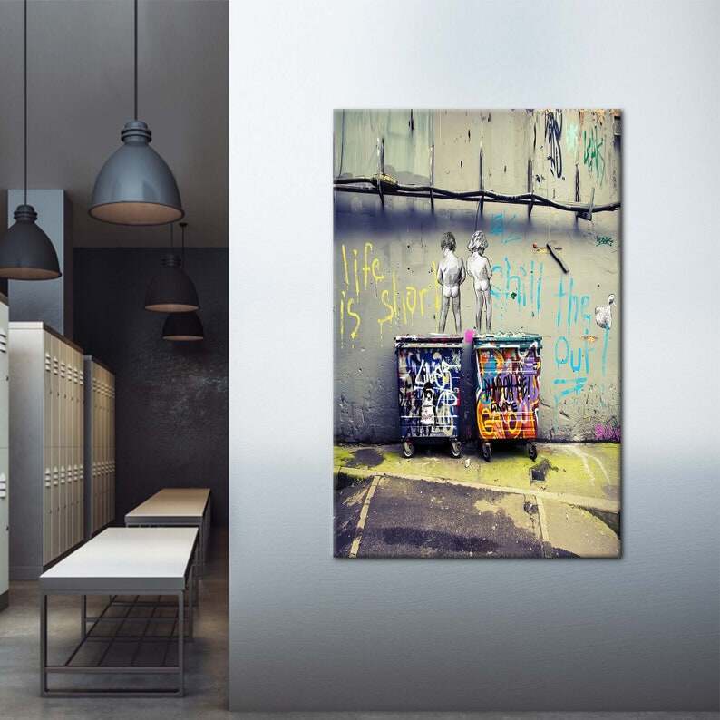Banksy Art Chill Out พิมพ์ Banksy Wall Decor Street Wall Art ผ้าใบศิลปะจิตรกรรมพิมพ์บทคัดย่อ Art