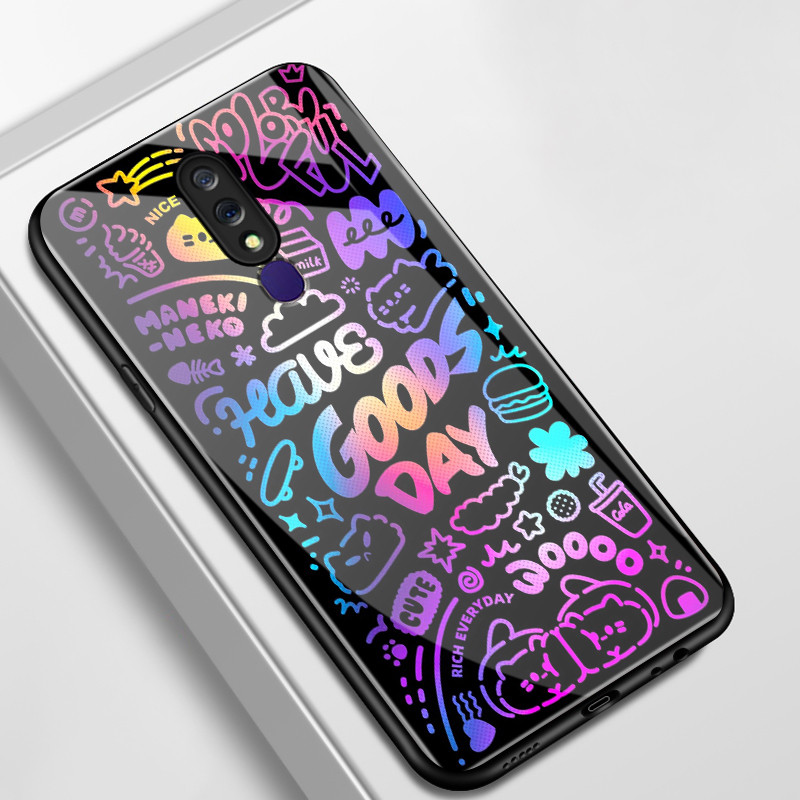 เคสสำหรับ OPPO F11 F11 Pro A9 2019 A9X เคสโทรศัพท์แมวเปลือกแก้วกันกระแทก