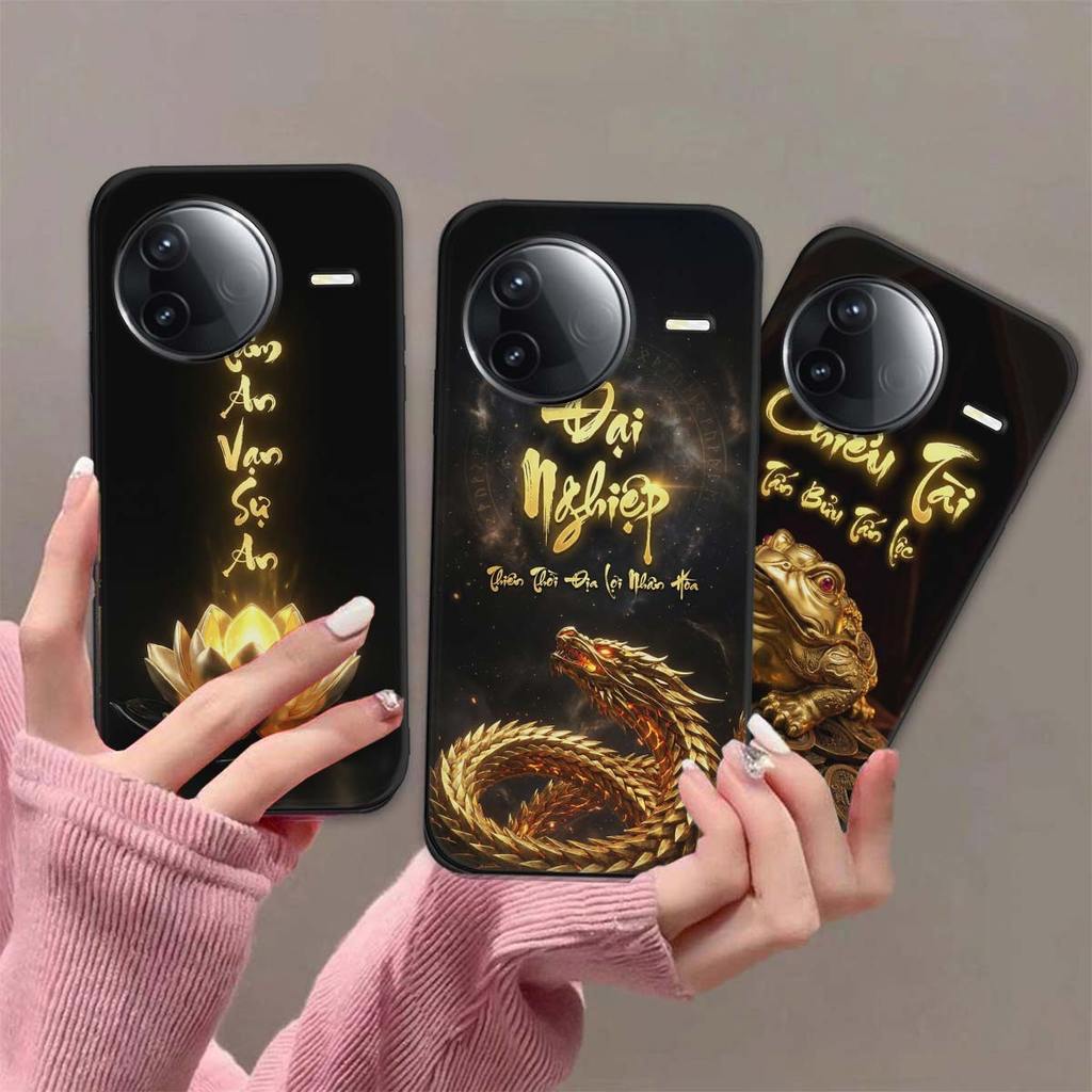 เคส Poco F7 / F7 Pro / F7 Ultra พร้อมการประดิษฐ์ตัวอักษรสําหรับสันติภาพของจิตใจ โชคลาภ และความหมาย