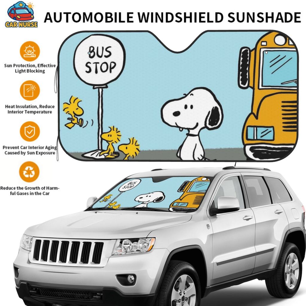 Snoopy รถ-sun รถยนต์บังแดดบังแดดบังแดดกระจกหน้ารถการ์ตูนแฟชั่นพับเก็บได้สำหรับทุกรุ่น Car Sun Shade Visor Shield Shade II023