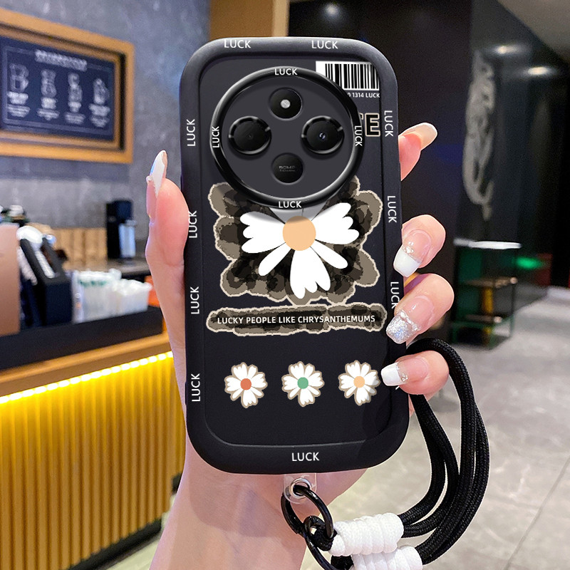 เคสสำหรับ Xiaomi Redmi 14C 5G A4 5G A14R 5G POCO C75 5G POCO M7 5G เคสโทรศัพท์ดอกไม้ซิลิโคนสายคล้องกันกระแทก
