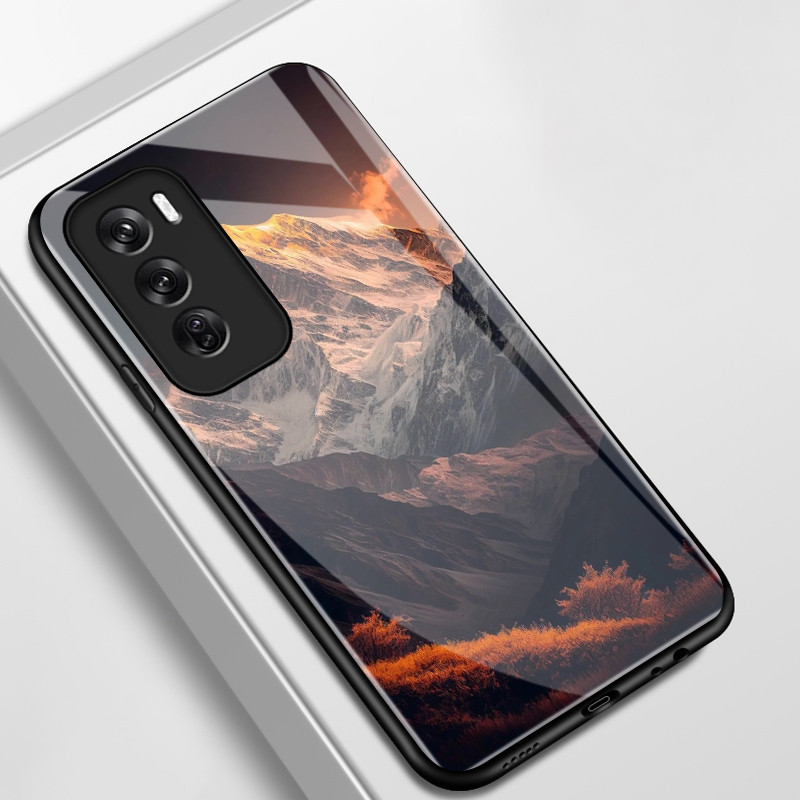 เคสสำหรับ OPPO Reno 12 5G Reno 12 Pro 5G Reno 12F 4G Reno 12F 5G เคสโทรศัพท์ภูเขาหิมะเปลือกแก้วกันกระแทก