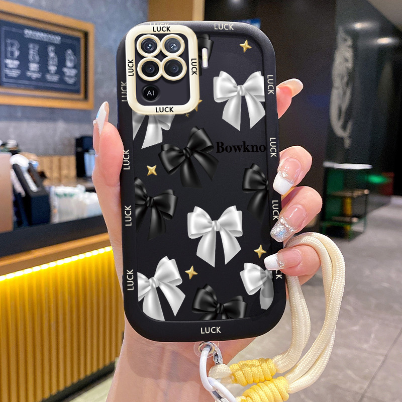 OPPO A94 Reno 5F Reno5 F Reno 5 Lite F19 Pro Case Bowknot Model พร้อมเชือกเส้นเล็ก