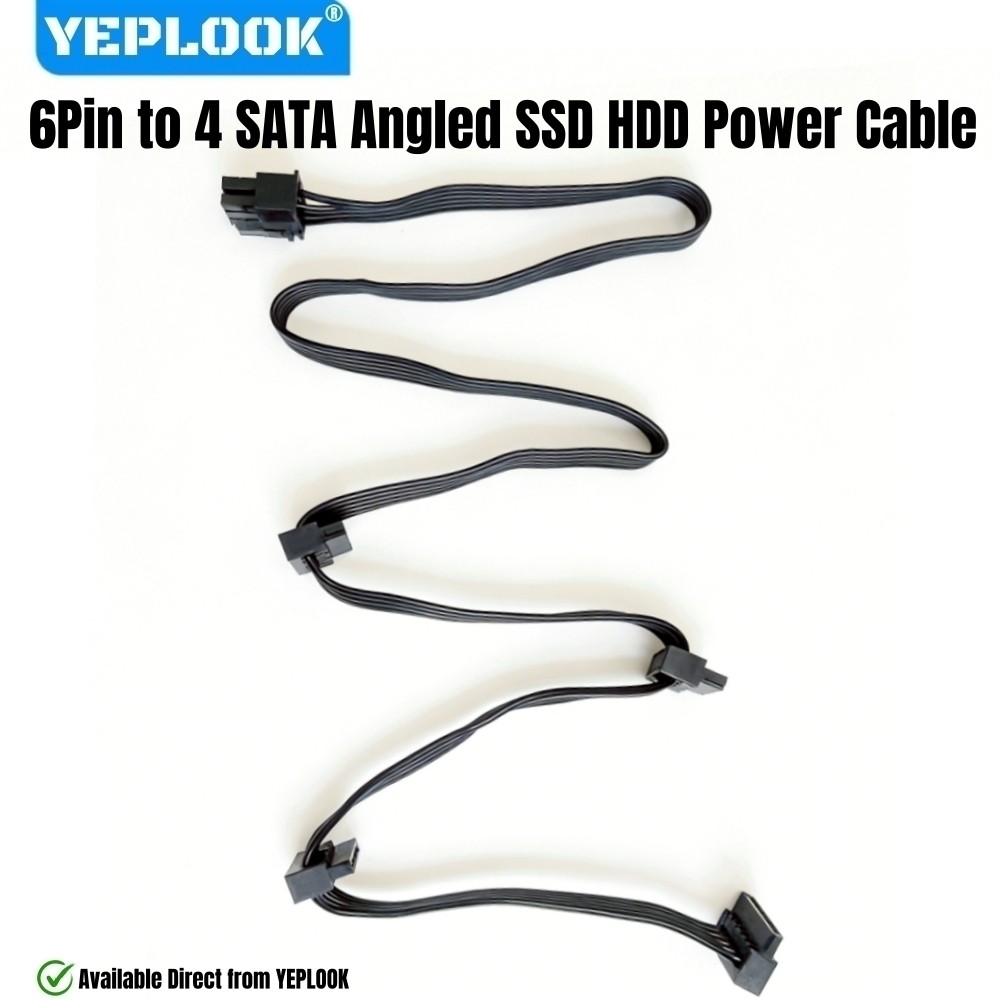 YEPLOOK 6Pin ถึง 4 SATA มุม, HDD SSD 4 SATA สายไฟสําหรับ Corsair TX850M, TX750M, TX650M, TX550M TX-M