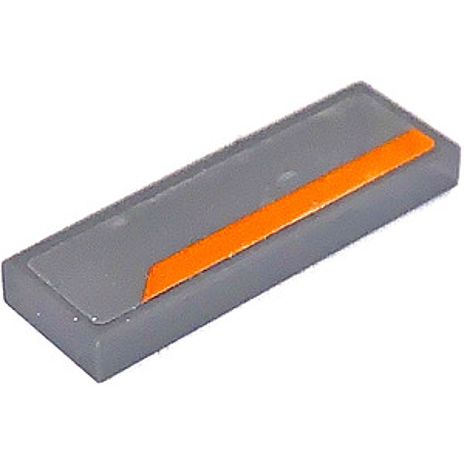 Brick2cube Part - Tile 1 x 3 with Orange Stripe on Dark Bluish Gray Background Pattern Model Right S