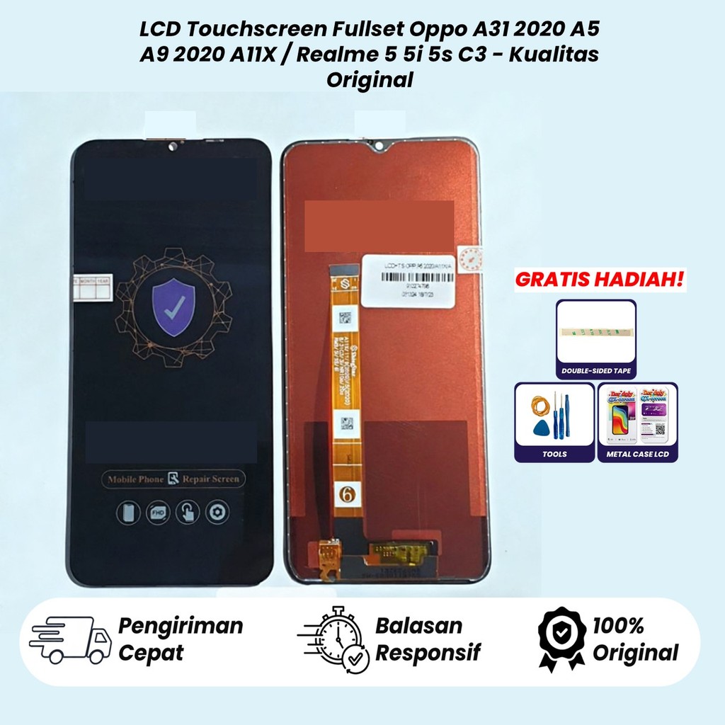 หน้าจอสัมผัส LCD Fullset Oppo A5 2020 / A11X / A9 2020 / A31 2020 / Realme 5 / 5i / 5s / C3 Black DE
