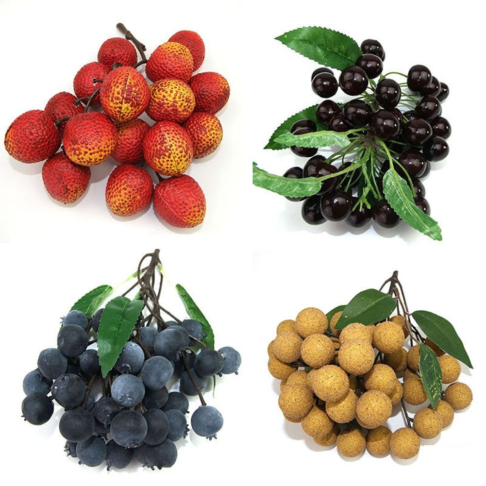 [จัดส่งรวดเร็ว]Fake Fruit Longan Artificial  Lychee Blueberry Cherries  Home Decor