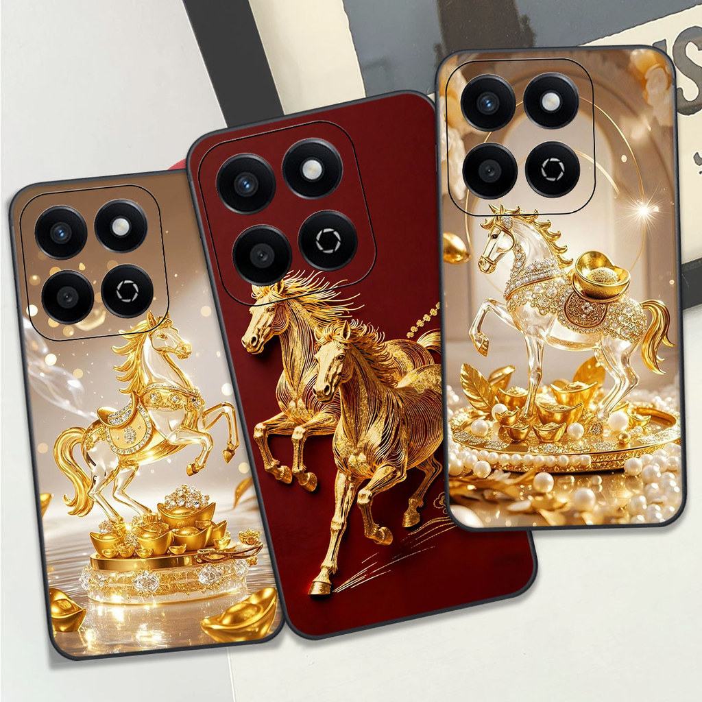 Honor X7c / X7d / 200 เคสอัจฉริยะพิมพ์ลายม้าสีเหลือง เคส Clover