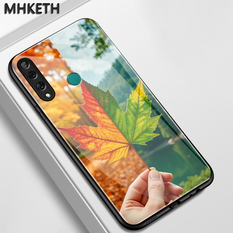 เคสสำหรับ Huawei Y9 prime 2019 P Smart Z 2019 Enjoy 10 Plus Y9 2019 เคสโทรศัพท์แก้วลายใบเมเปิลระเบิด