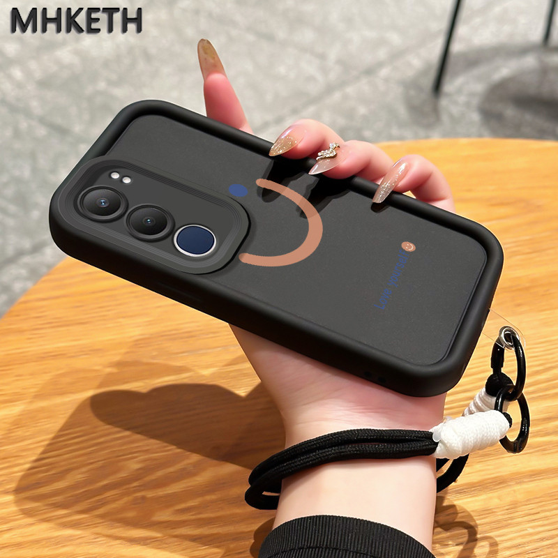 MHKETH เคสสำหรับ VIVO Y19s Y29 5G เคสโทรศัพท์ที่กำหนดแบบเองลายอิโมจิเรียบง่ายพร้อมสายคล้อง