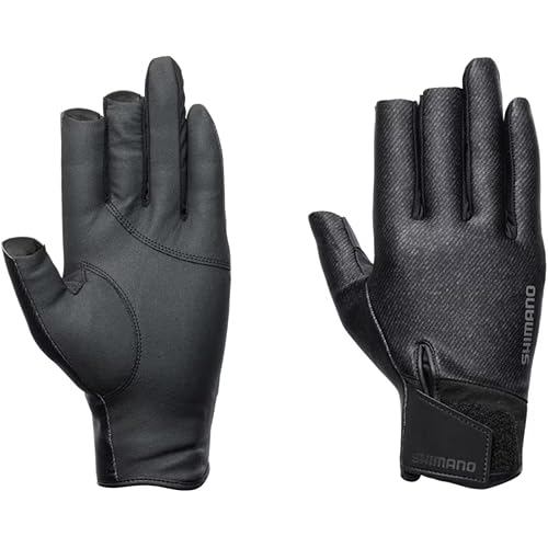 SHIMANO 03 Titanume Alpha Glove 3 Cut Semi-Long GL-055Y Charcoal Tweed L