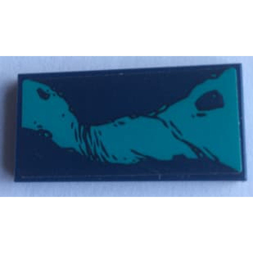 Brick2cube Part - Tile 2 x 4 with Dark Turquoise Splotches Pattern Model Left Side (Sticker) - Set 7
