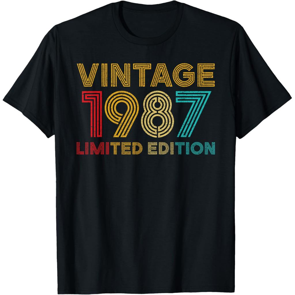 เสื้อยืดผ้าฝ้ายผู้ชาย 35 Years Old Vintage 1987 Limited Edition 35th Birthday T-Shirt