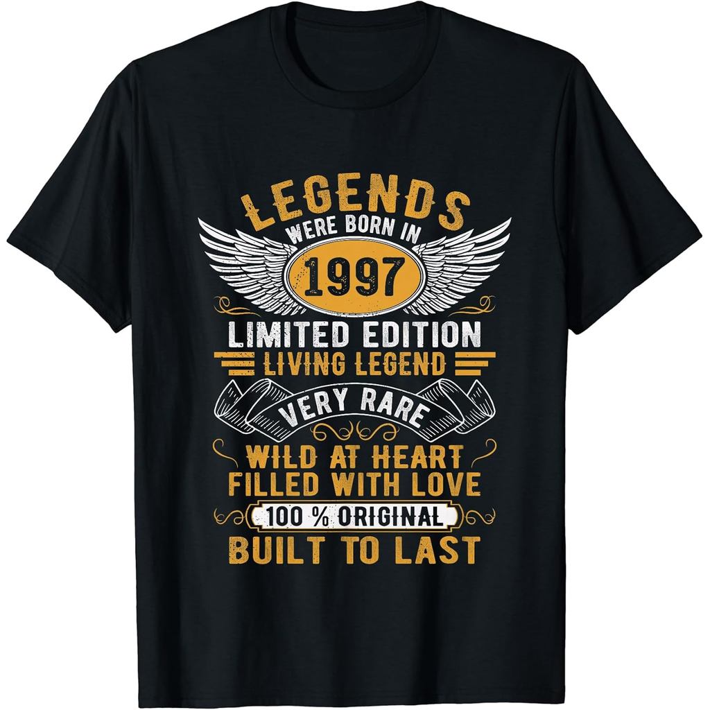 เสื้อยืดผ้าฝ้ายผู้ชาย Legends Were Born In 1997 Vintage Born in 1997 เสื้อยืดวันเกิด