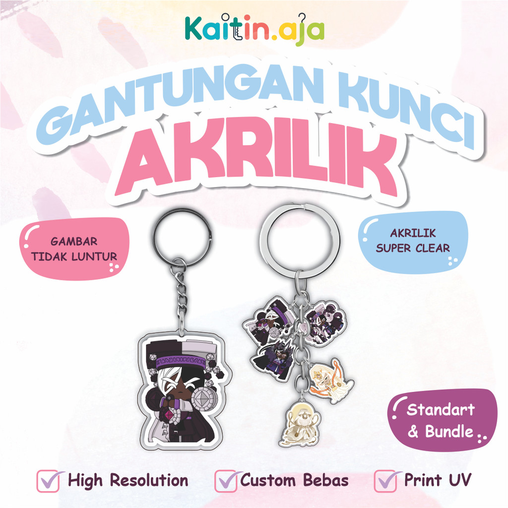 GANTUNGAN พวงกุญแจอะคริลิค / พวงกุญแจ COOKIE RUN KINGDOM - DARK CACAO COOKIE & MYSTIC FLOUR COOKIE