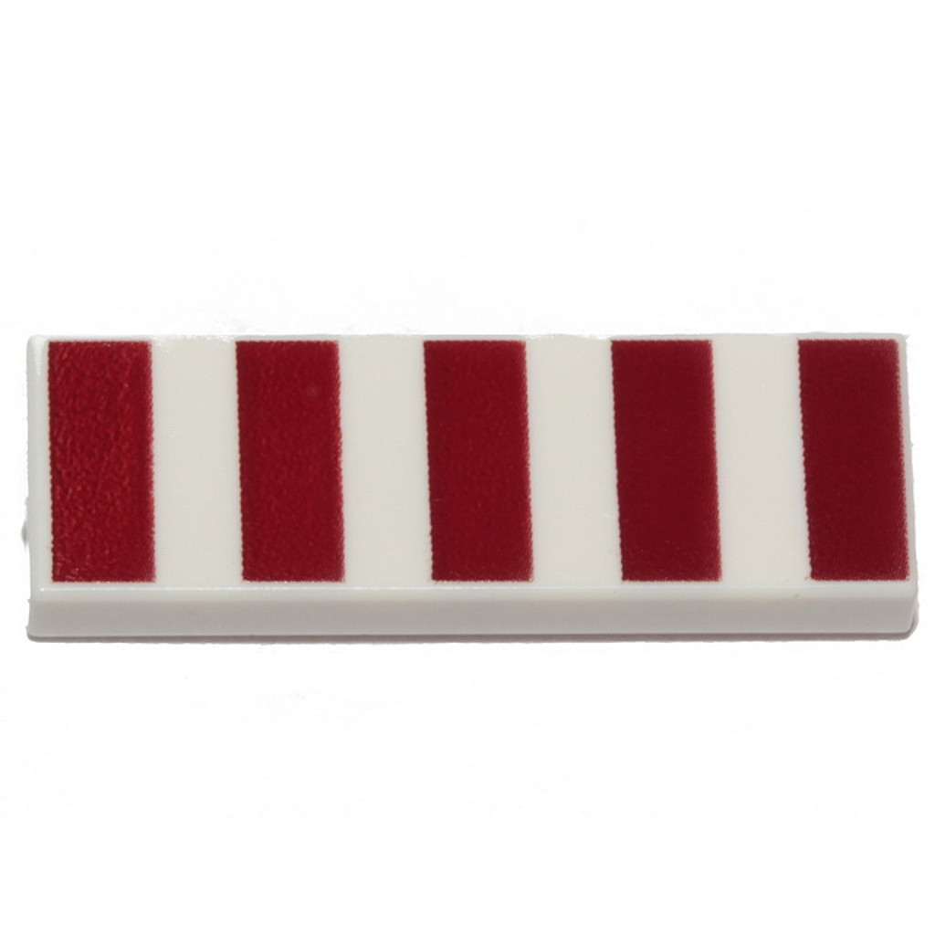 Brick2cube Part - Tile 1 x 3 with 5 Dark Red Stripes Pattern - 63864pb188