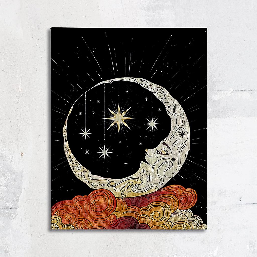 Tarot Star Moon Art Astrology ผ้าใบ Wall Art พิมพ์งานศิลปะป้ายกรอบสําหรับ Tarot คนรักตกแต่งบ้านห้องน