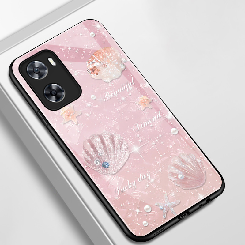 เคสสำหรับ OPPO A57 4G A77 4G A77s 4G A57s เคสโทรศัพท์เปลือกหอยปลาดาวเปลือกแก้วกันกระแทก