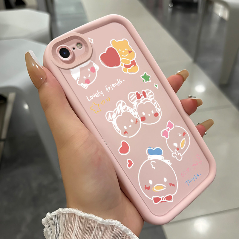 เคสสำหรับ iPhone 6 Plus 6s Plus 7 Plus 8 Plus SE 2020 X Xr Xs Max เคสโทรศัพท์สัตว์น่ารักสามสีซิลิโคนกันกระแทก
