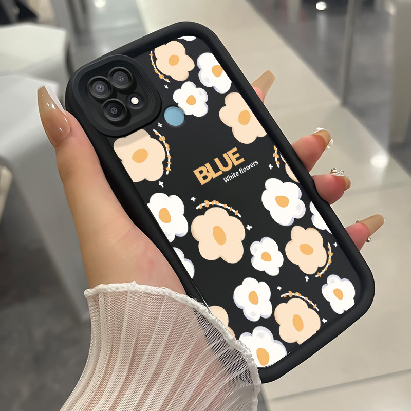 เคสสำหรับ OPPO A15 A15s A35 เคสโทรศัพท์ดอกไม้สามสีซิลิโคนกันกระแทก