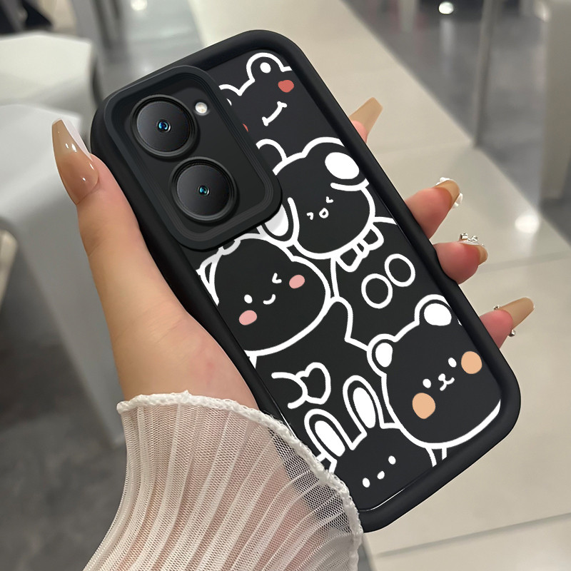 เคสสำหรับ VIVO Y03 Y03T Y18 Y18i Y18e Y18t Y18s Y28e 5G เคสโทรศัพท์สัตว์น่ารักสามสีซิลิโคนกันกระแทก