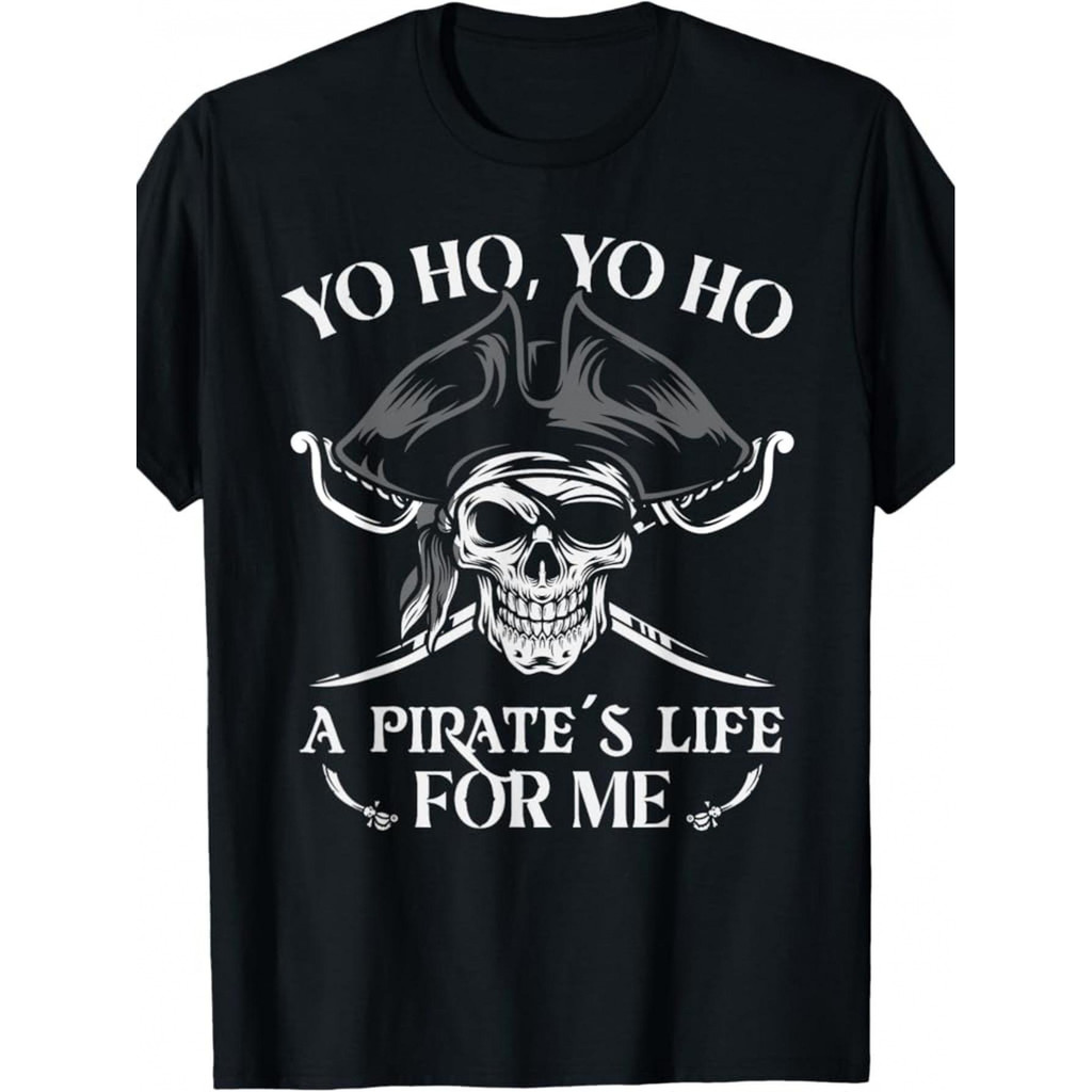 เสื้อยืด Pirate Life พิมพ์ลายโลโก้ Pirate Skull และ Pirate ไซส์ S-XXXL